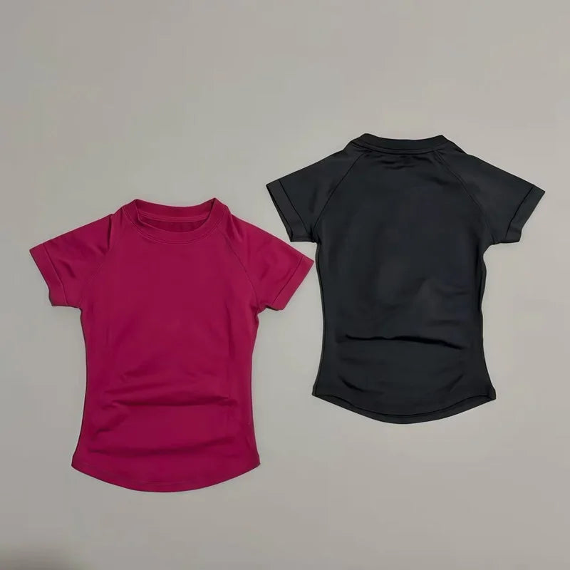 Women Seamless Sports Top Short Sleeve Yoga Gym Running Slim Fit Active Tee