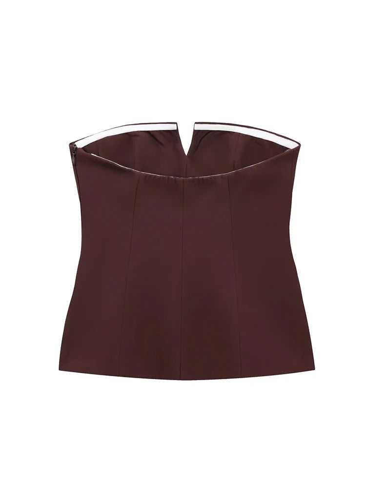Women Strapless Tube Top Sleeveless Crop Solid Color Summer Basic Top