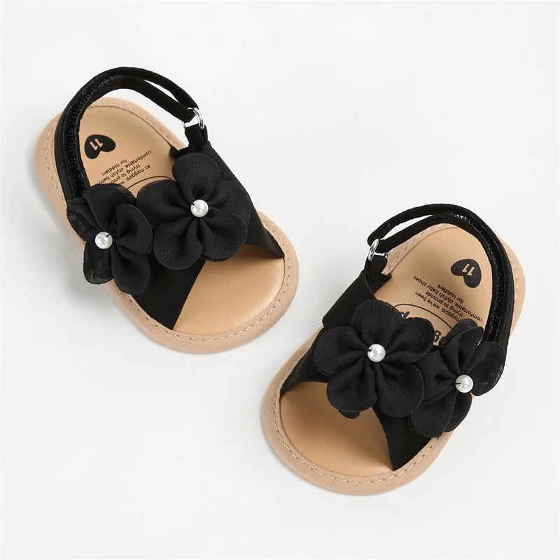 Baby Girls 3D Flower Non Slip Summer Sandals First Walker Shoes 0 to 18M