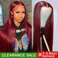 99J Burgundy Wig – Straight HD Lace Front Human Hair Wig (Wine Red)