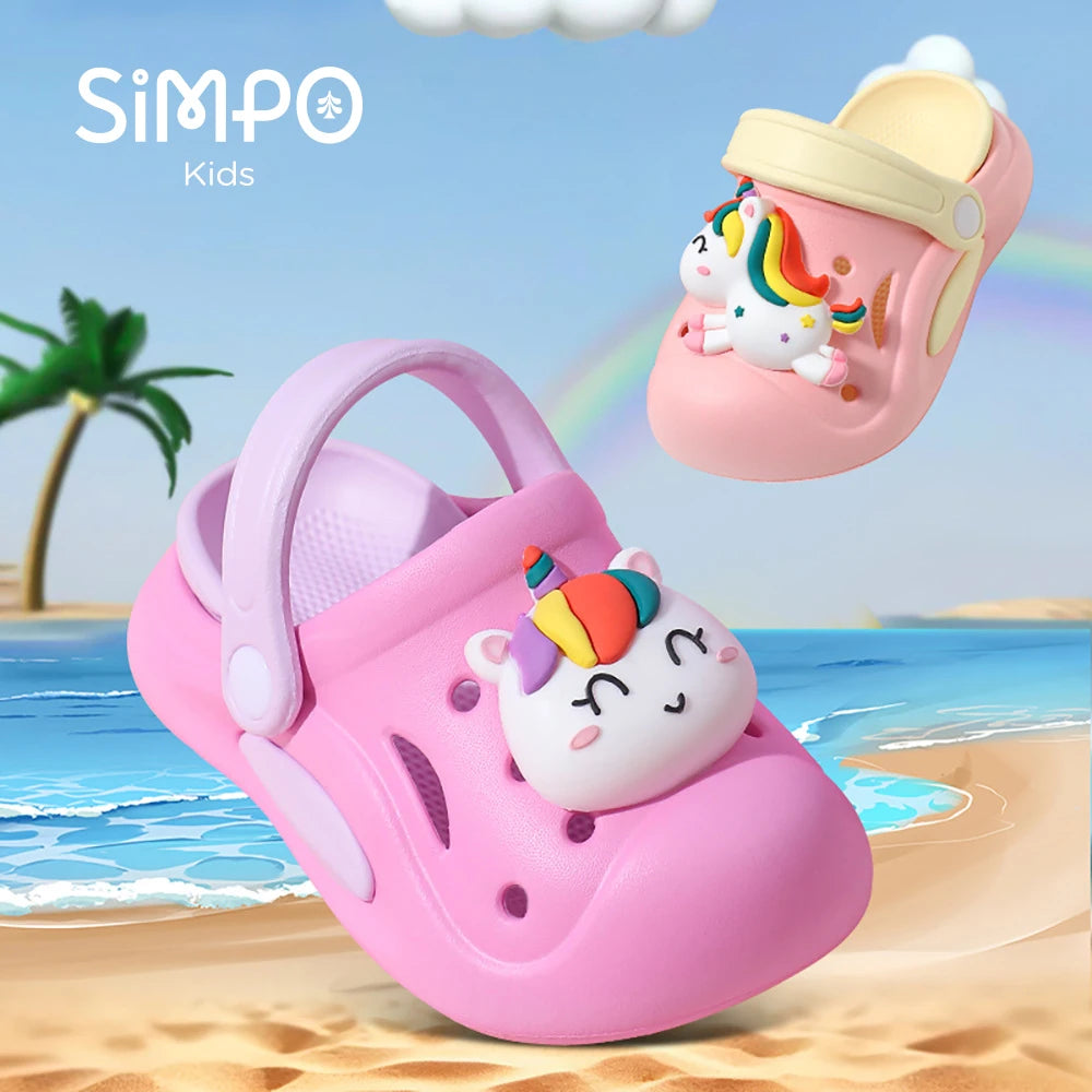 Kids Unicorn Clogs Sandals Anti-Slip Summer Beach Shoes Cute Cartoon Garden Shoes for Girls