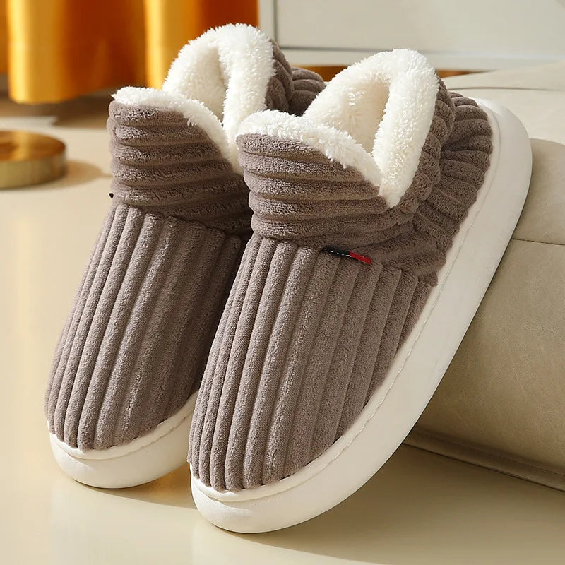 Cozy Plush Slippers Warm Fleece Lined Indoor House Shoes Soft Comfortable Winter Slippers for Men Women