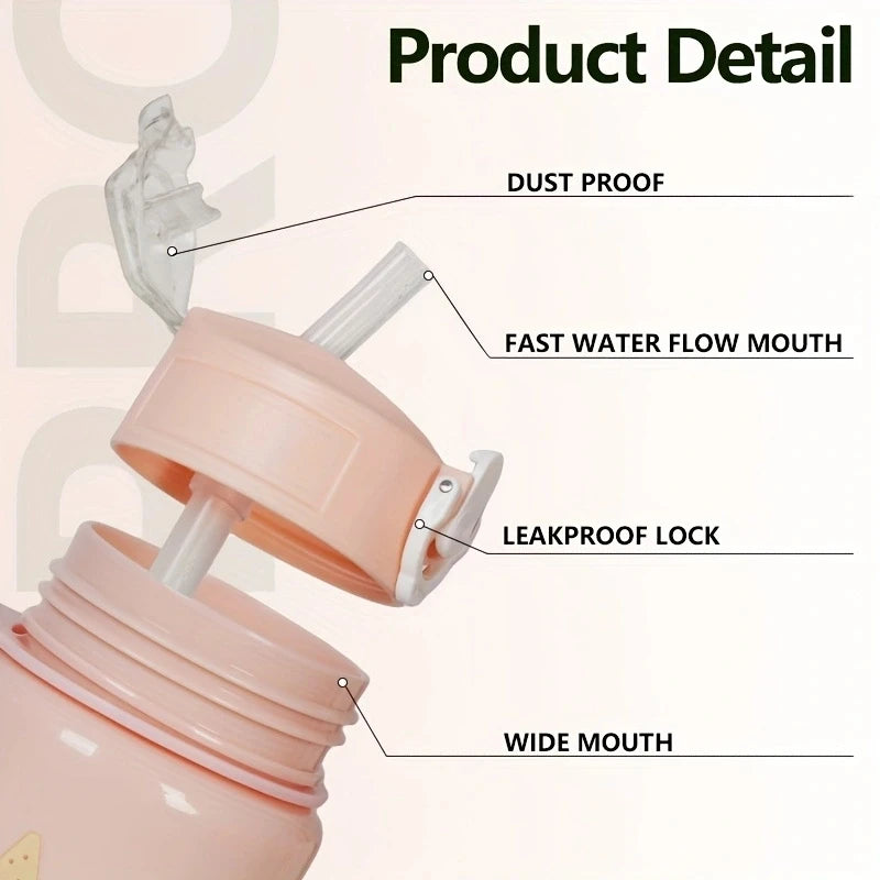 Cute Cartoon Water Bottle 750ml – Kids Leakproof Drinking Bottle with Straw for School, Travel & Gifts