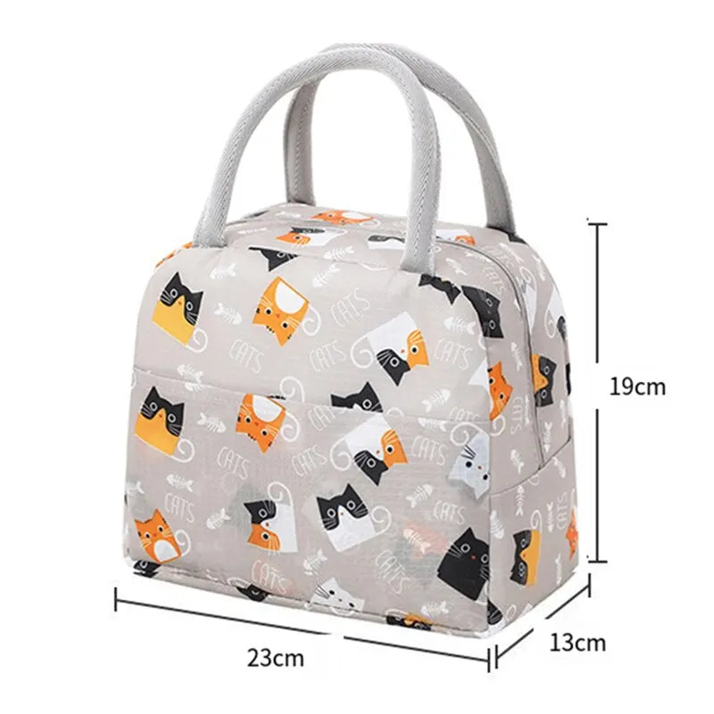 Cartoon Insulated Lunch Bag Kids Portable Thermal Bento Cooler Bag