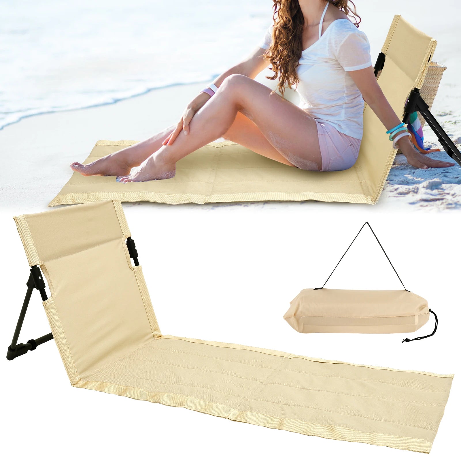 Foldable Camping Floor Chair Oxford Cloth Backrest Cushion