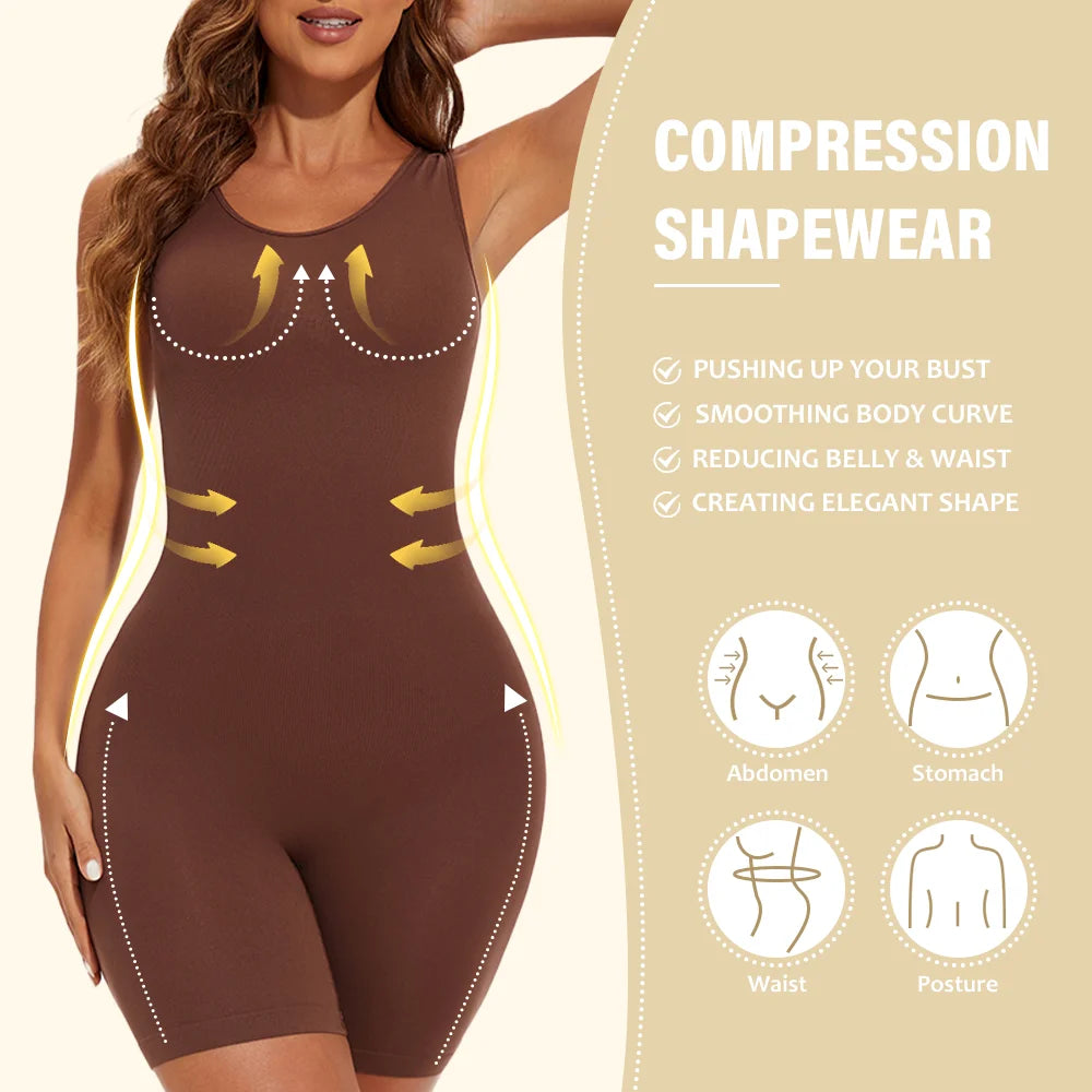 Women’s Seamless Full Coverage Shapewear Bodysuit Thigh Slimming Body Shaper