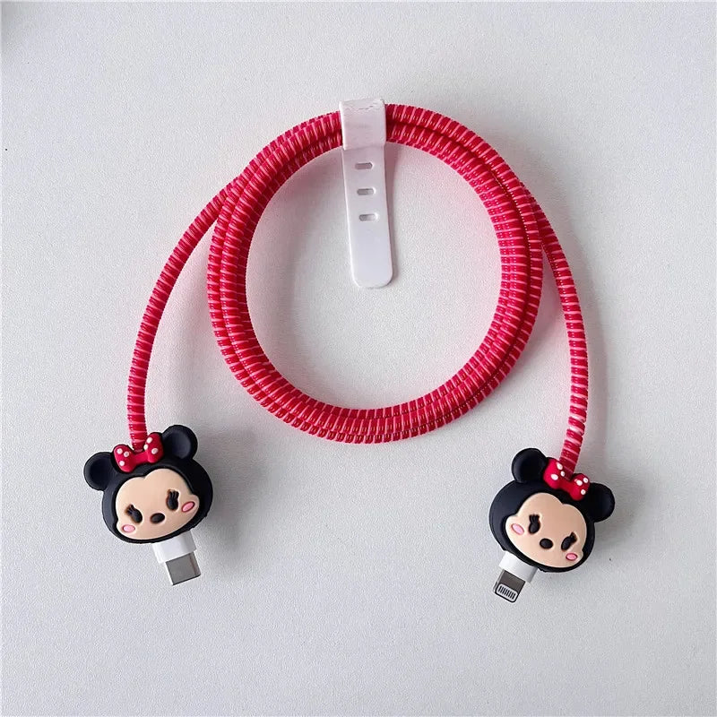 Cartoon Charger Cable Protector Stitch Data Line Winder Protective Cover