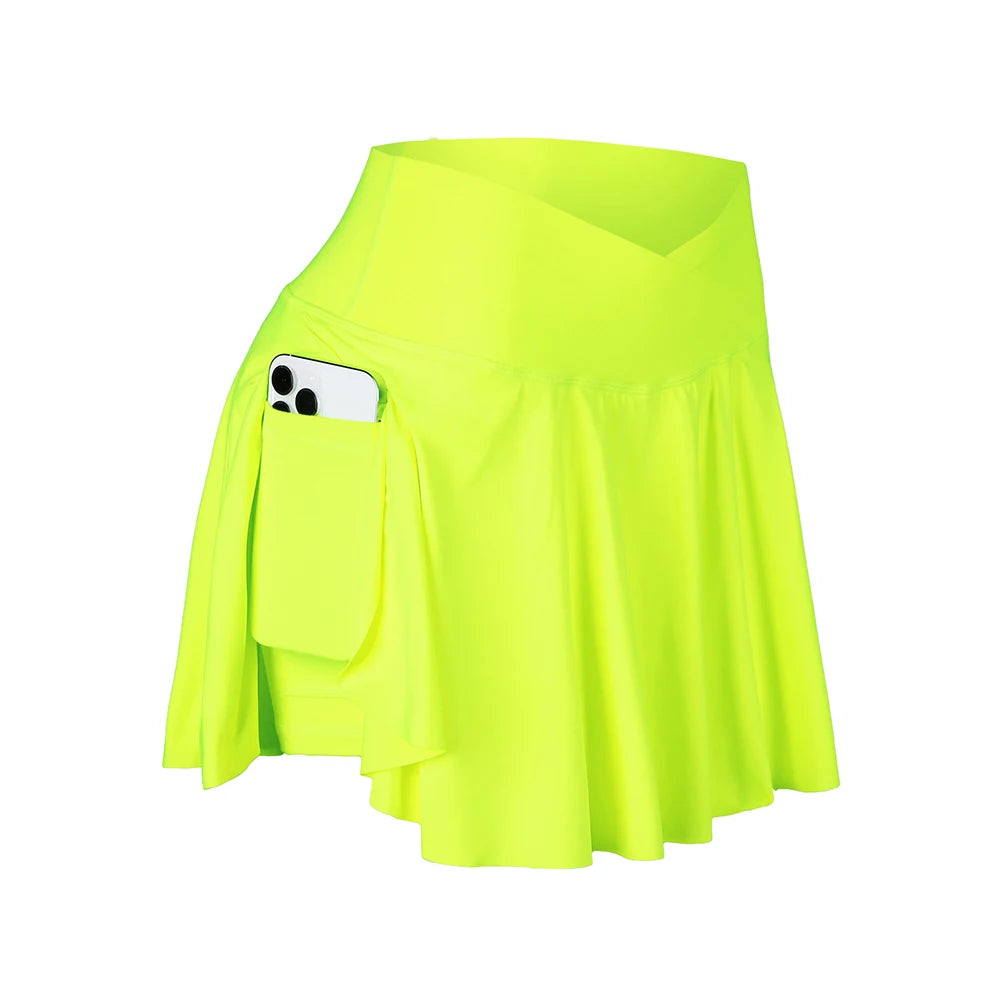 Women Tennis Skort High Waisted with Pockets Athletic Running Workout Skirt