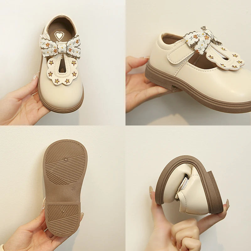 Girls Bow T Strap Oxford Shoes Soft Princess Dress Shoes for Kids
