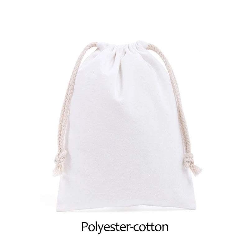 Cotton Drawstring Storage Bag Reusable Canvas Gift Pouch Dustproof Organizer