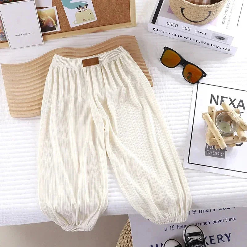 Kids Summer Thin Breathable Pants Anti Mosquito Candy Color Boys Girls Baby Trousers