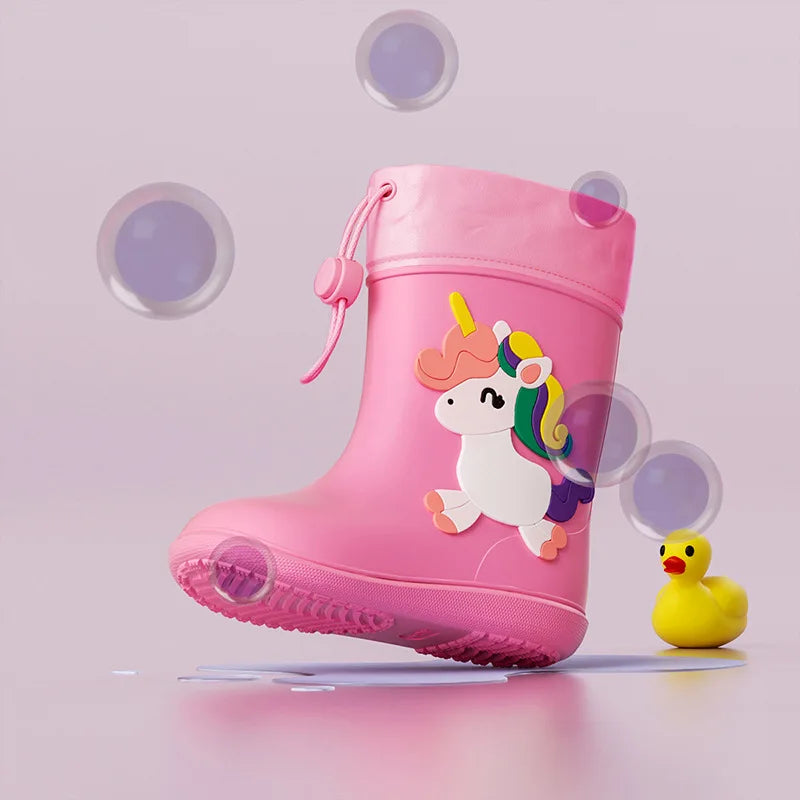 Kids Dinosaur Rain Boots Waterproof Non Slip Cartoon Rubber Shoes