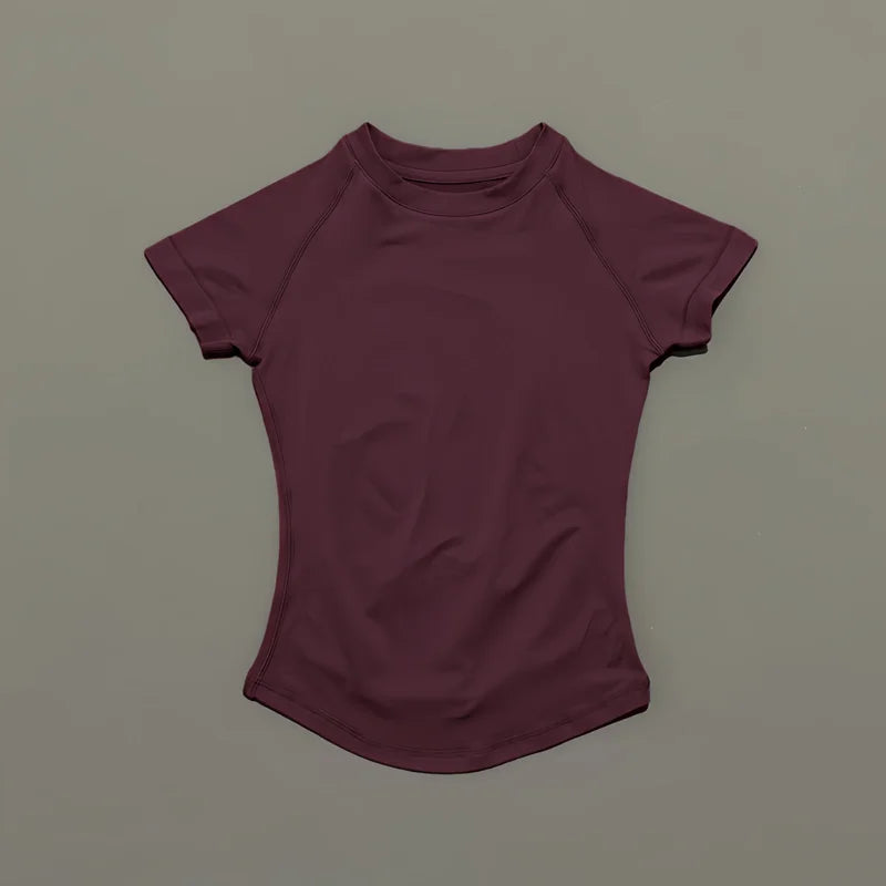 Women Seamless Sports Top Short Sleeve Yoga Gym Running Slim Fit Active Tee
