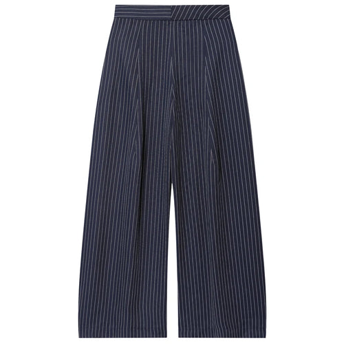 Women Striped Pleated Wide Leg Pants High Waist Baggy Harem Trousers Casual Oversize