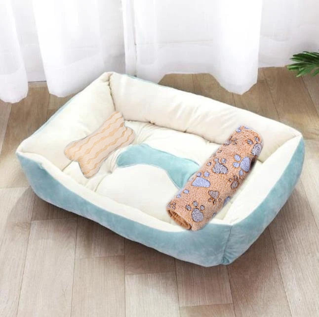 Warm Square Dog Bed for Small Medium Large Dogs and Cats