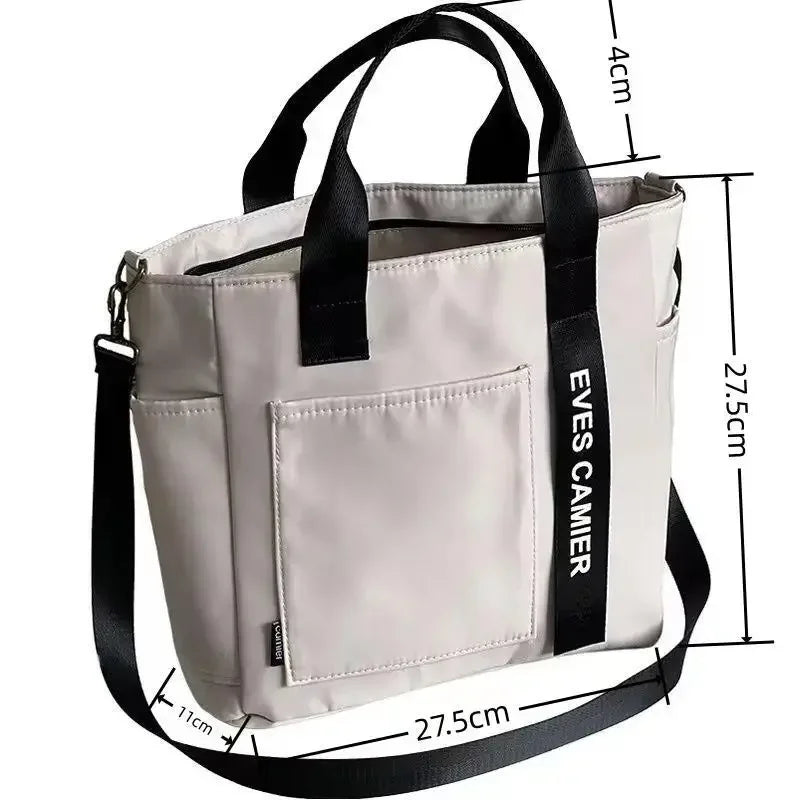 Waterproof Canvas Large Capacity Tote Shoulder Bag Casual Messenger School Bag