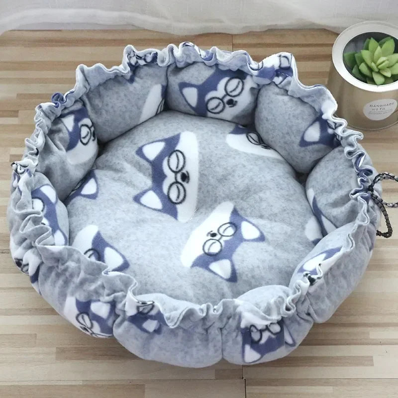Adjustable Pet Bed Warm Fleece Cat Dog Nest