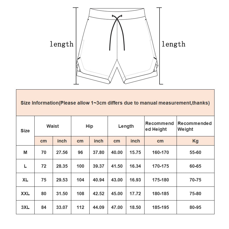 Men 2-in-1 Camo Running Shorts Quick Dry Gym Fitness Training Sports Shorts