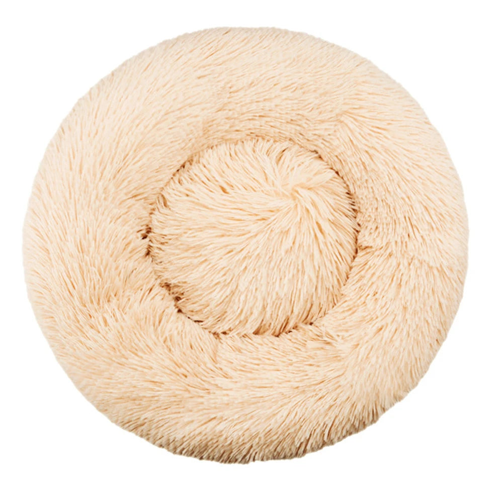 Round Plush Pet Bed – Soft Calming Donut Bed for Dogs and Cats