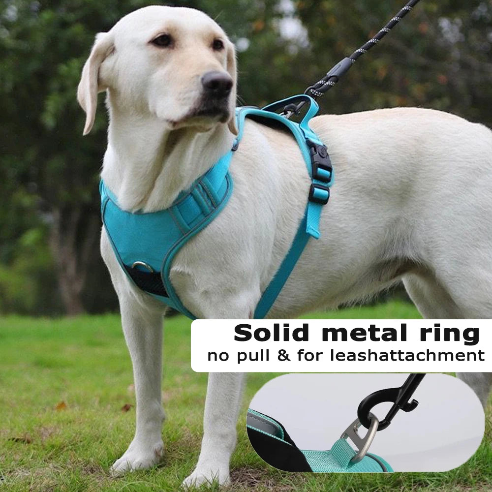 Dog Harness and Leash Set with AirTag Holder Reflective Breathable Oxford Harness