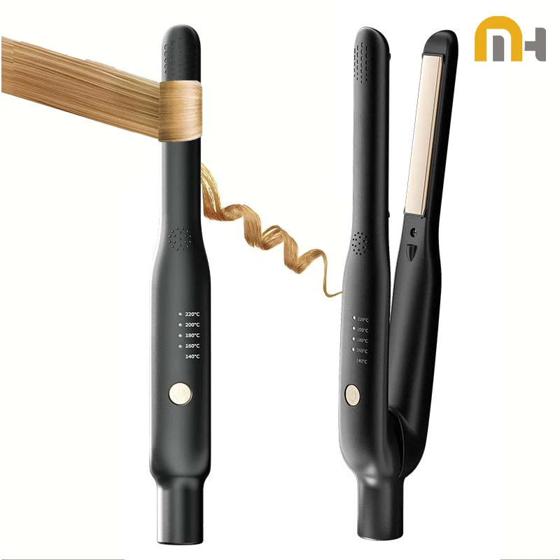 2-in-1 Mini Hair Straightener Curler Ceramic Fast Heating 140-220C Portable Travel Flat Iron
