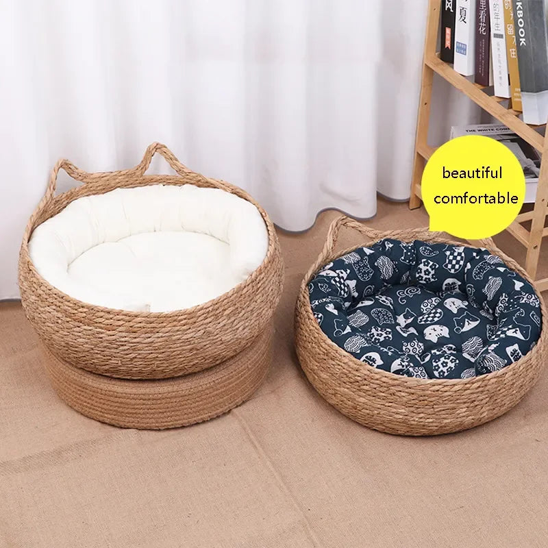 Woven Cat Nest Four Seasons Detachable Washable Warm Pet Bed Pad