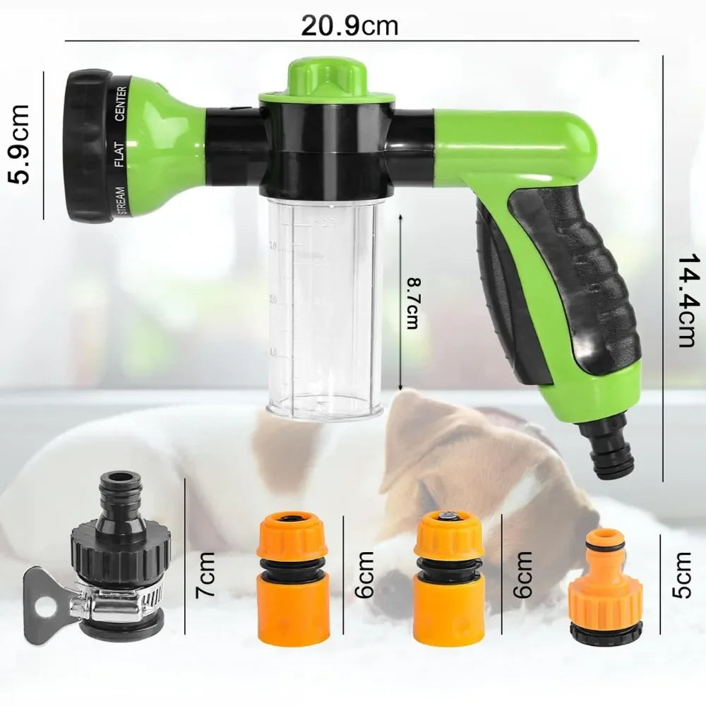 8 in 1 Pet Shower Sprayer High Pressure Dog Bath Hose Nozzle Foam Wash Tool