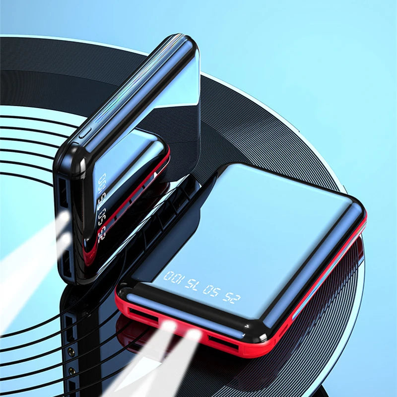 Mini Power Bank 20000mAh Portable Charger Mirror LED Display External Battery for iPhone Xiaomi Huawei Samsung