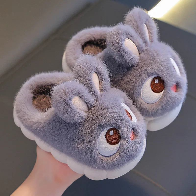 Kids Rabbit Plush Slippers Warm Anti Slip Winter Shoes
