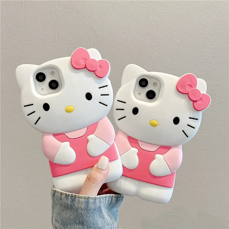 Pink KT Bow Silicone Soft iPhone Case