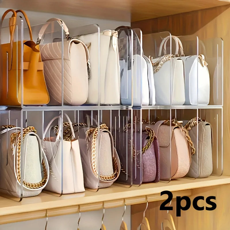2 Pack Acrylic Handbag Organizer Closet Storage Rack for Purses Wallets
