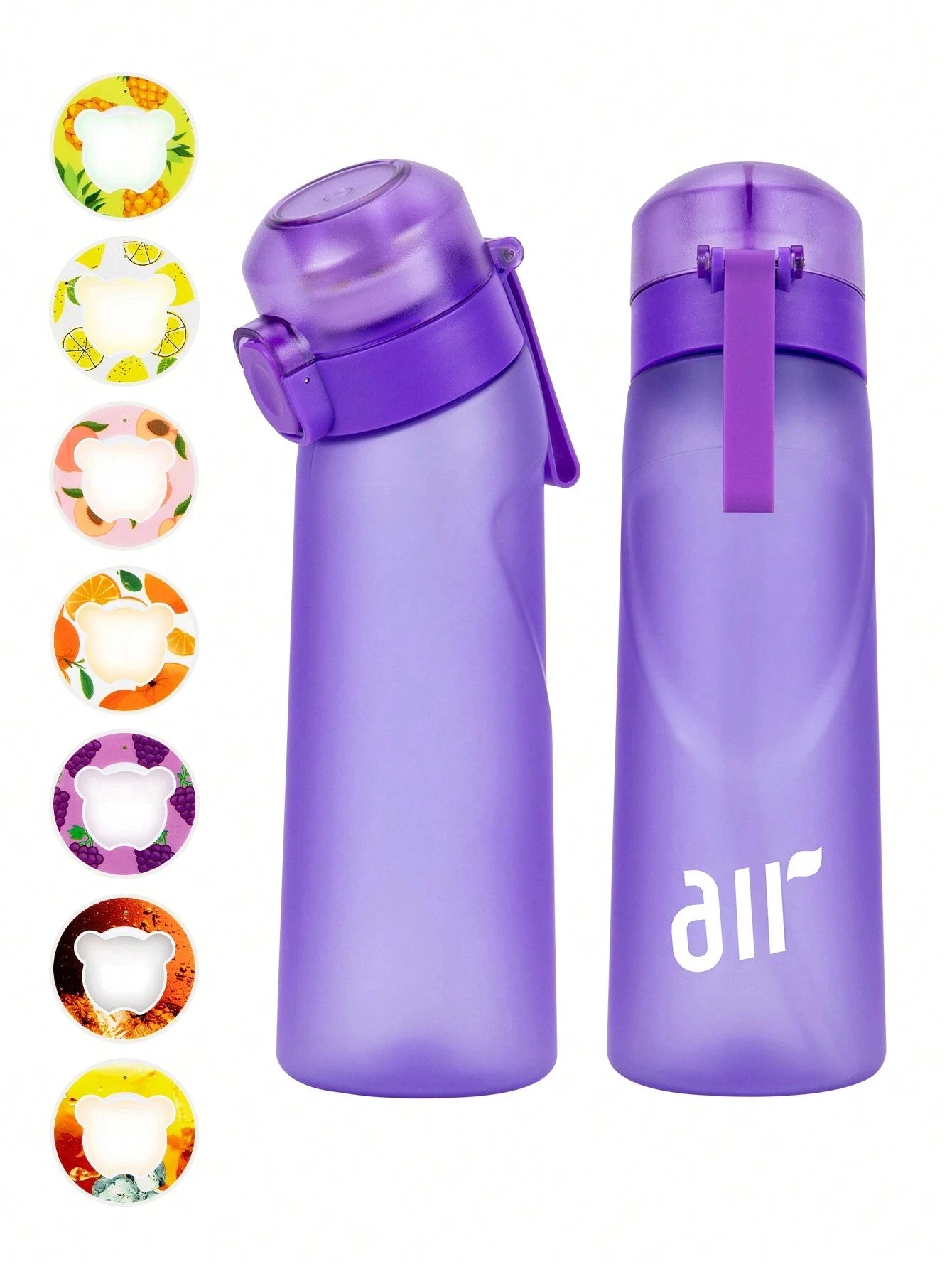 Air Water Bottle with Random Flavor Pods - Leakproof Portable Sports Bottle with Straw