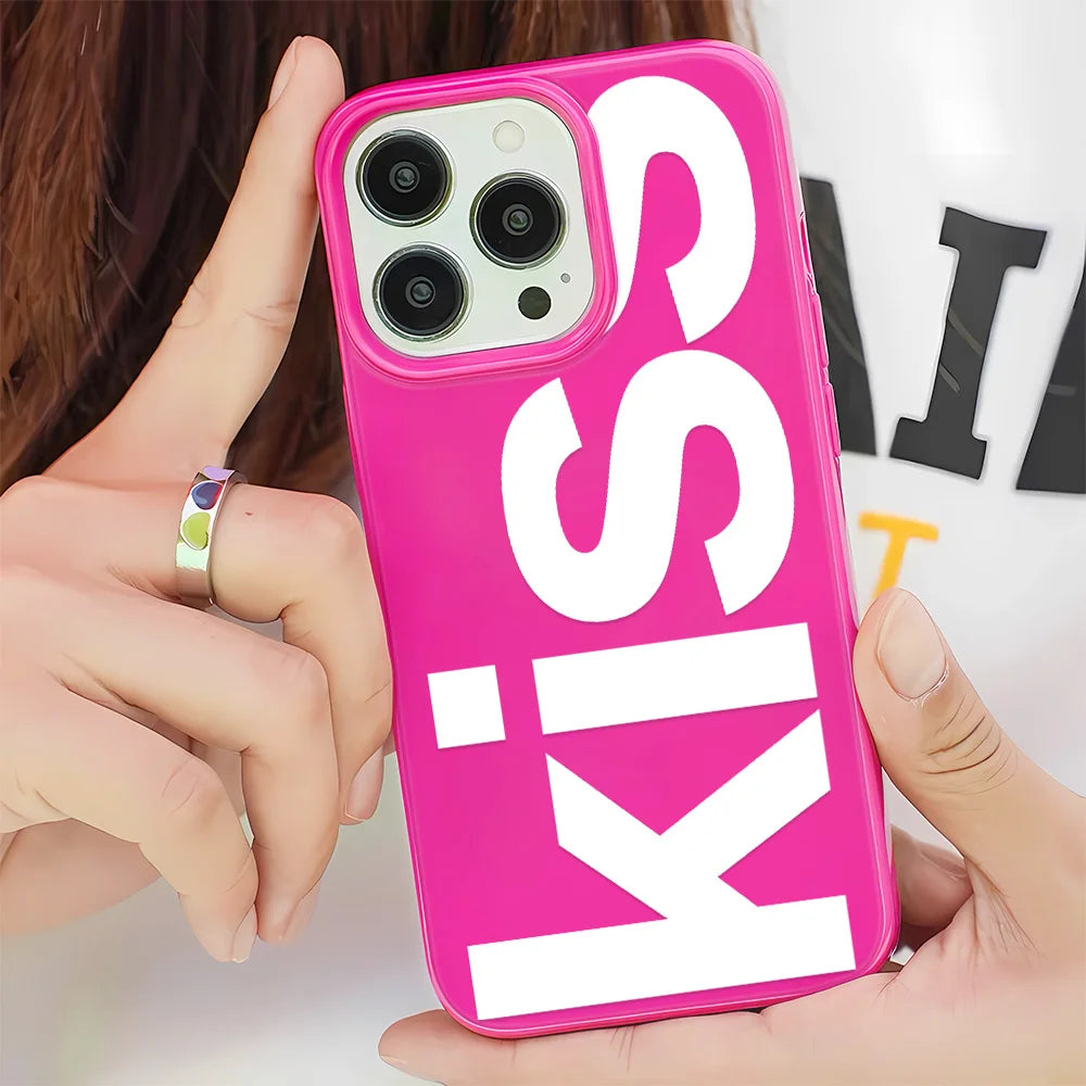 English Letters Kiss Simple Soft iPhone Case
