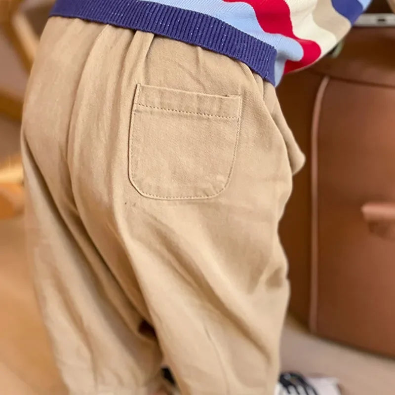 Kids Casual Pocket Pants Loose Ankle Trousers for Boys Girls