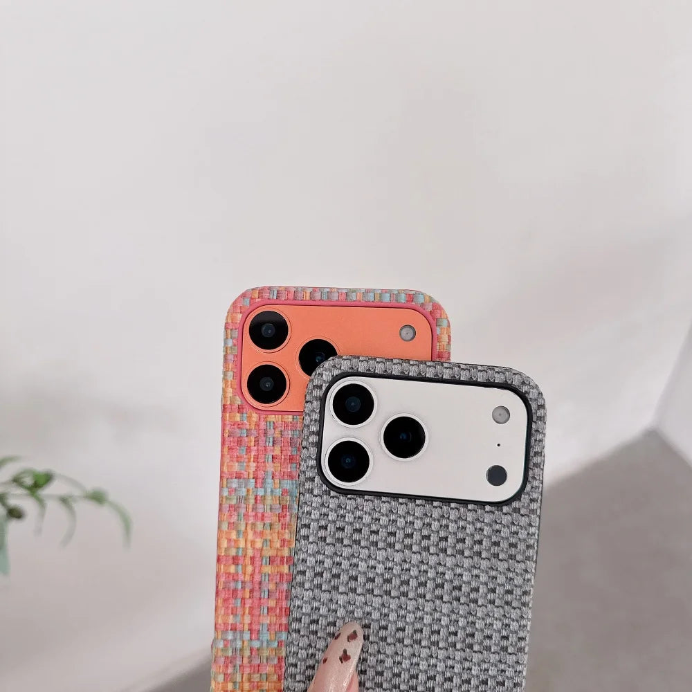 Frosted Leather Woven Pattern Magnetic iPhone Case