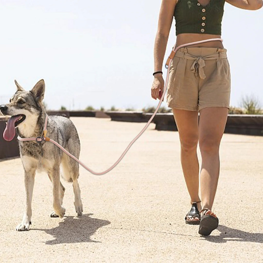 Adjustable P Shape Dog Leash Hands Free Traction Rope for Running Walking