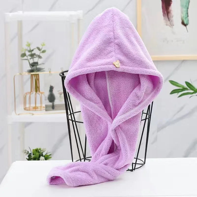 Women Microfiber Hair Towel Turban Quick Dry Bath Cap Shower Hair Wrap Soft Drying Hat