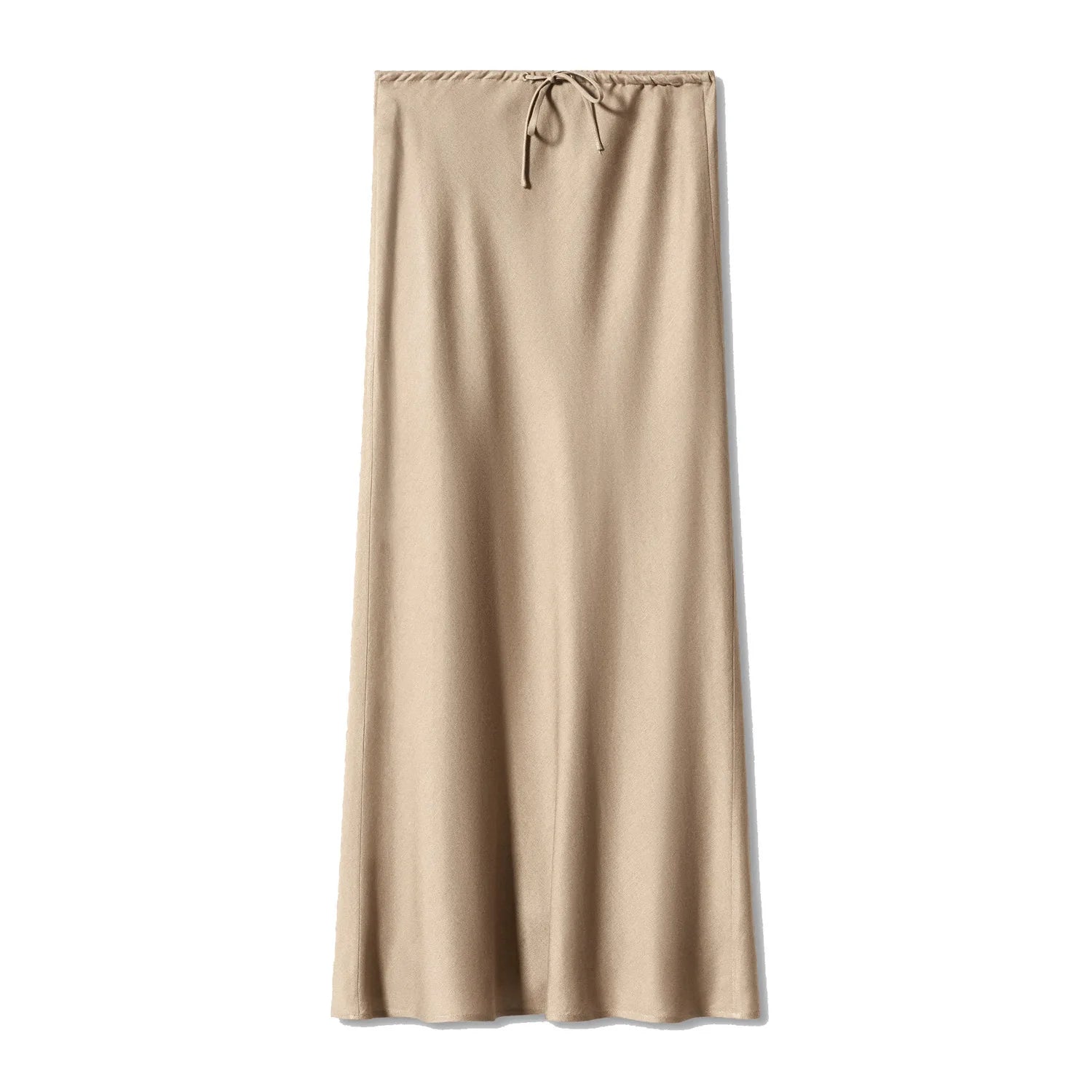 Women Satin High Waist Lace Up Maxi Skirt Elegant Solid Color Long Skirt