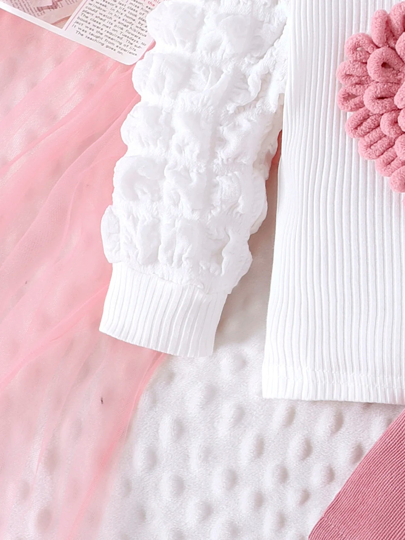 Baby Girl Pink Skirt Set Cute Bubble Sleeve Outfit 2PCS