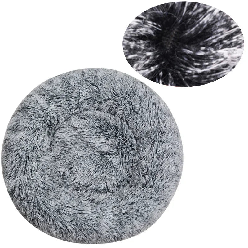 Round Plush Pet Bed Soft Warm Dog Cat Sleeping Bed Multiple Sizes