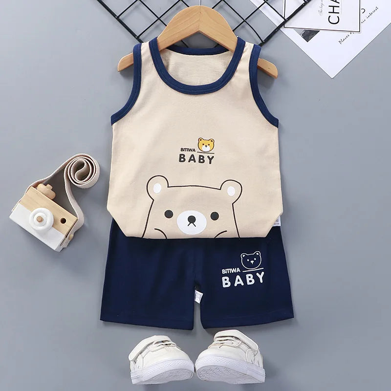 Kids Summer Sleeveless T Shirt and Shorts Set 2pcs