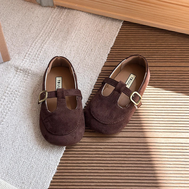 Toddler Girls T Strap Leather Dress Shoes Soft Party Flats