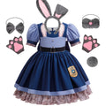 Girls Judy Bunny Police Officer Zootopia Cosplay Costume Dress with Accessories