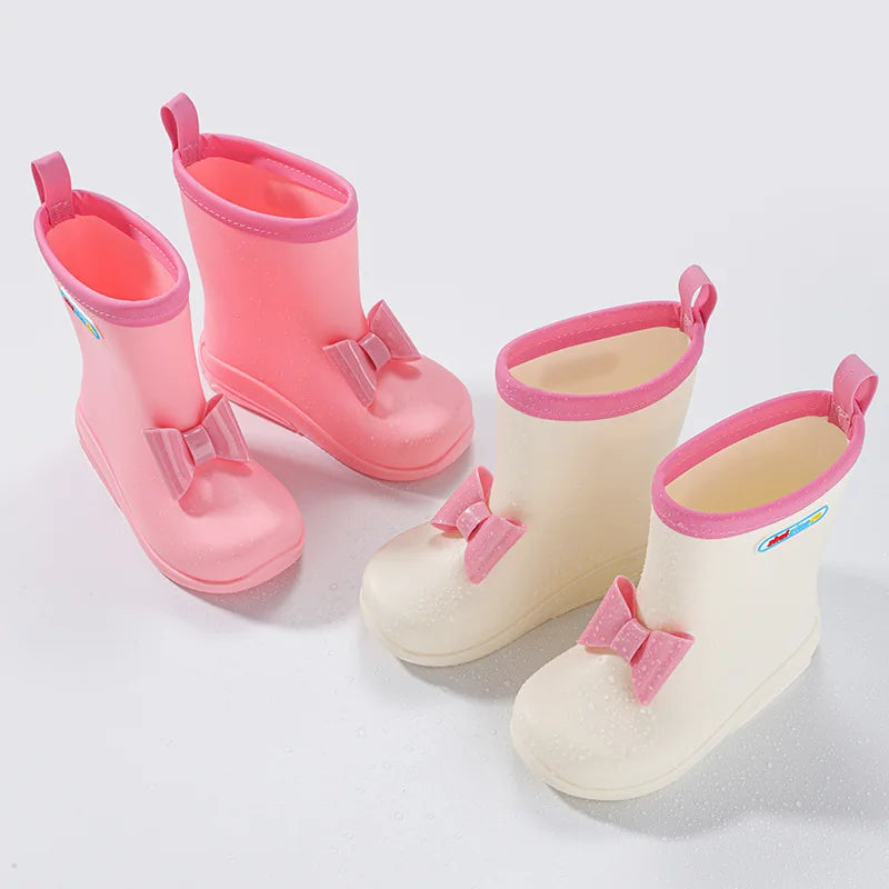 Girls Waterproof Rain Boots Cute Bow Princess Rain Shoes