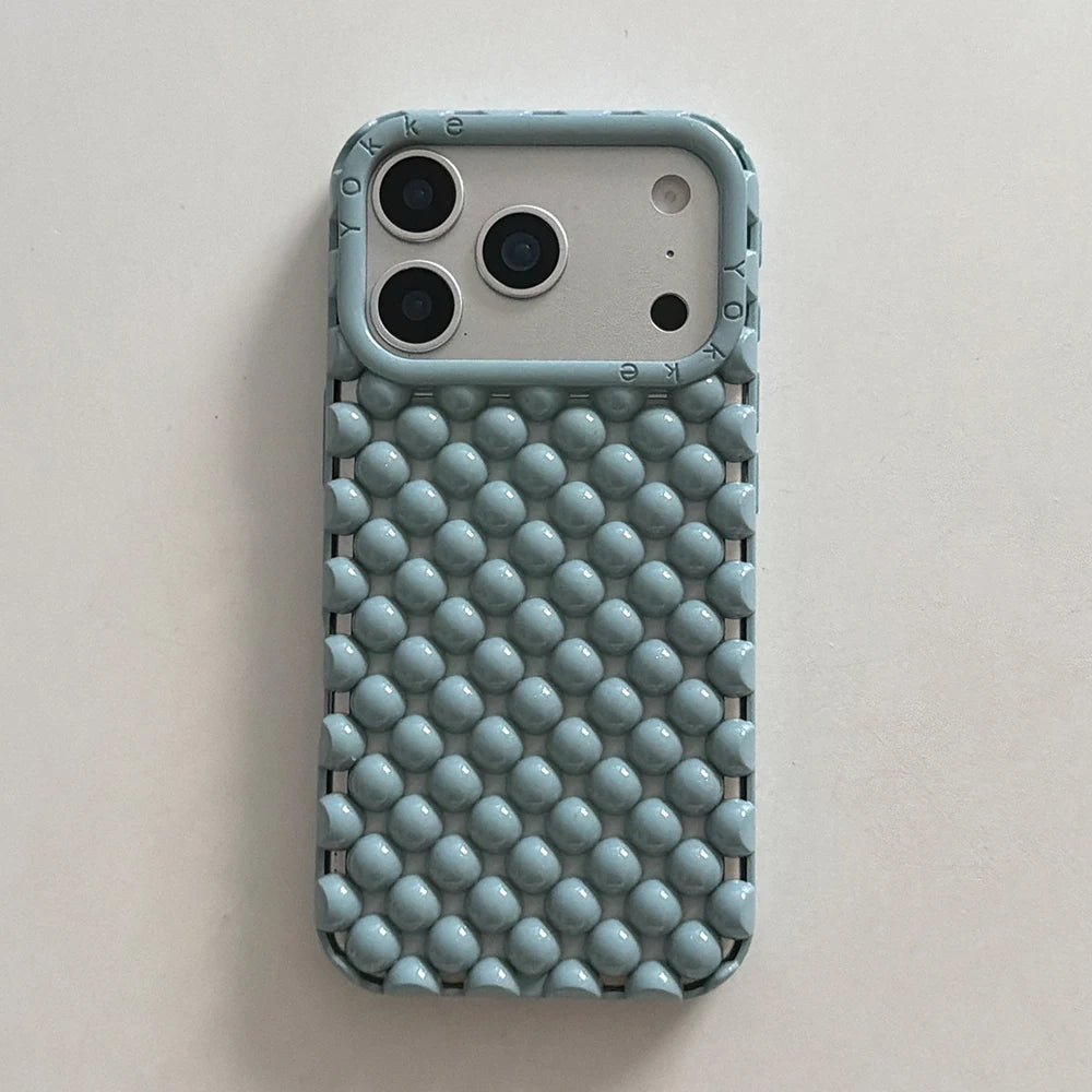 Electroplated Orange 3D Pearl Silicone iPhone Case