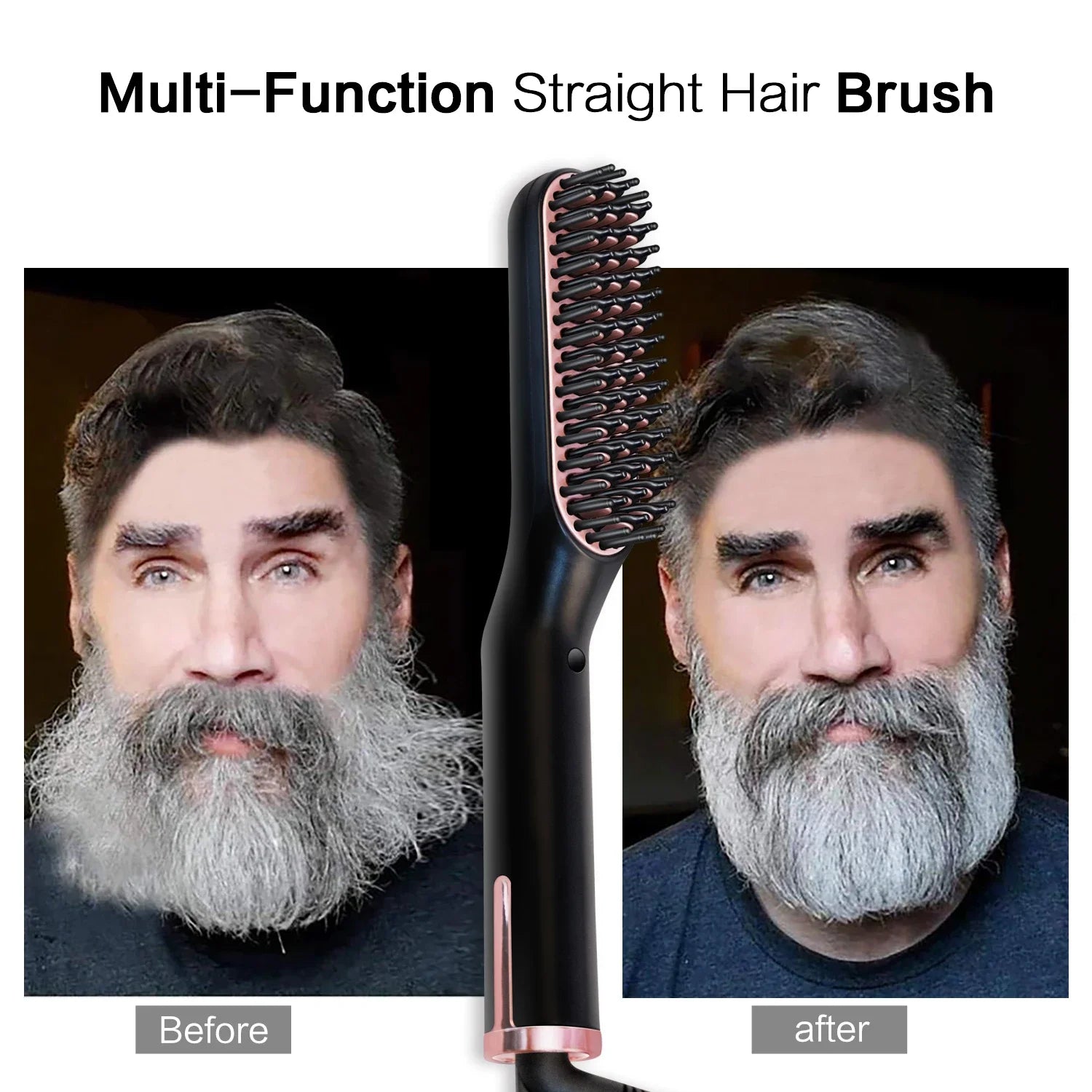Men Electric Beard Straightener Negative Ion Hair Straightening Brush Wet Dry Quick Styler