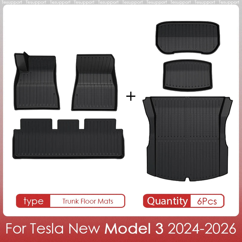 Tesla Model 3 Floor Mats 2024–2026 – Custom Fit Waterproof TPE Full Set