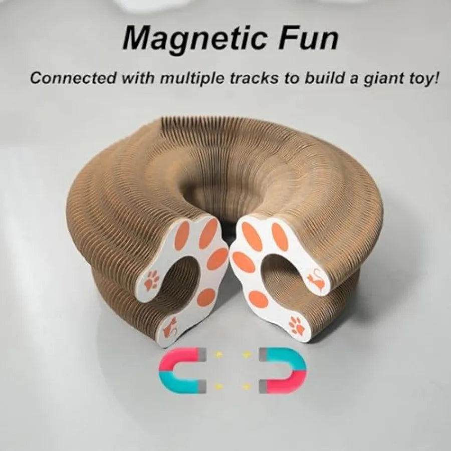 Foldable Accordion Cat Scratcher Board with Ball Toy