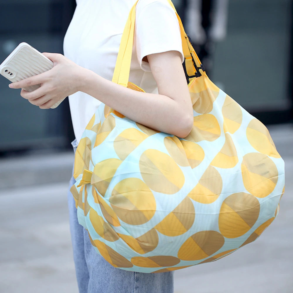 Folding Shopping Bag Large Capacity Portable Roll Up Reusable Grocery Bag