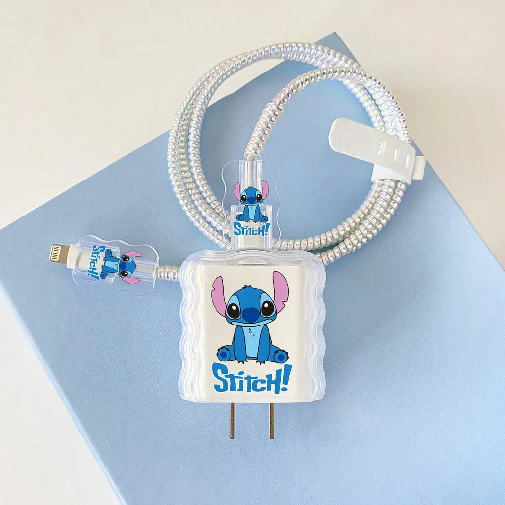 Cartoon Stitch Charger Cable Protector Case for iPhone Fast Charging Cable Winder